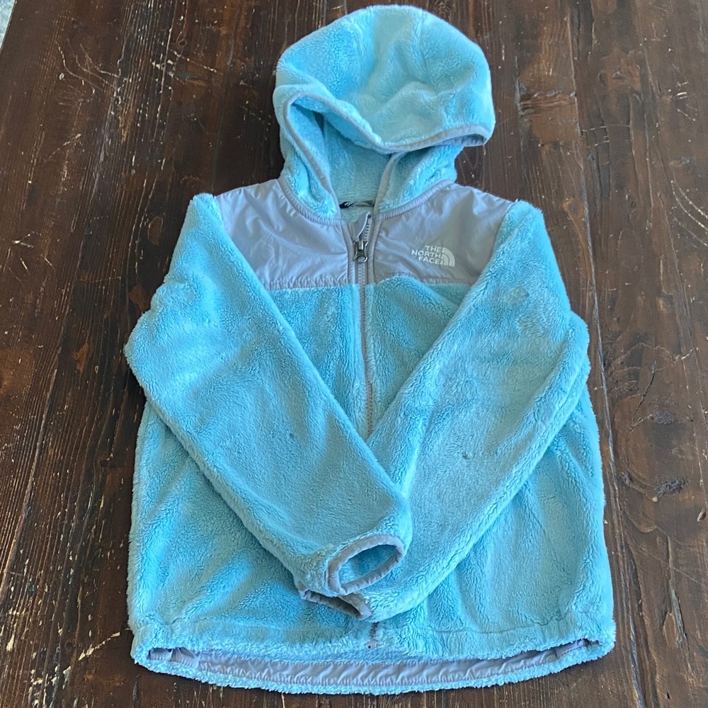 The North Face Kids Light Blue and Gray Fleece Hoodie
